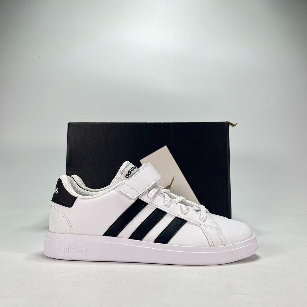 Adidas Grand Court 2.0 EL K White Black Lifestyle Sneakers GW6521 Youth Size 5